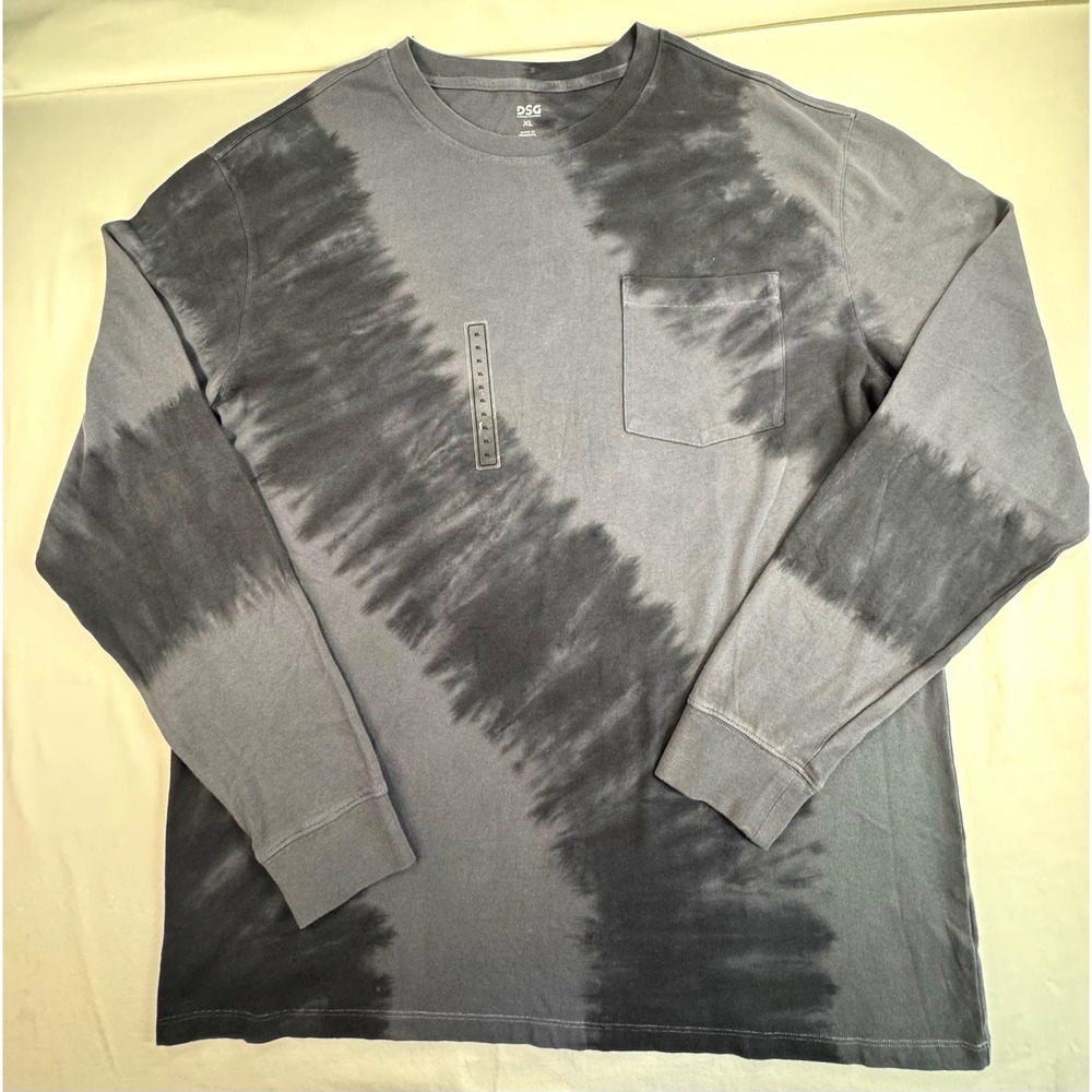 DSG Twitch + Allison Men's XL Gray Tie-Dye Pocket Crew Neck Cotton Knit Tee